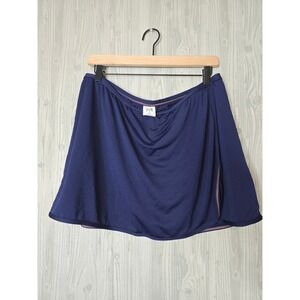 TYR Swim Skort Women 18 High Waisted Navy Blue Athletic Skirted Bottom Briefs